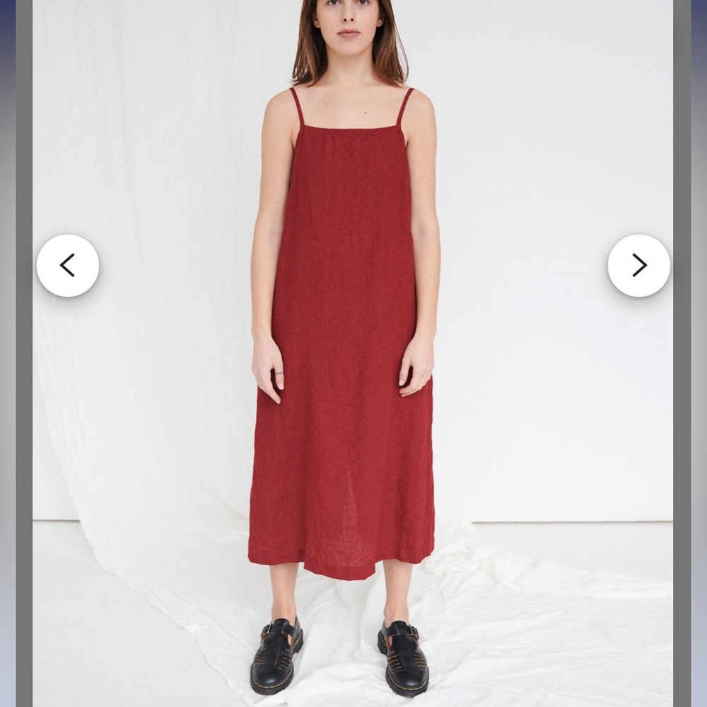 Linenfox Aurora Burgundy Red Linen Dress